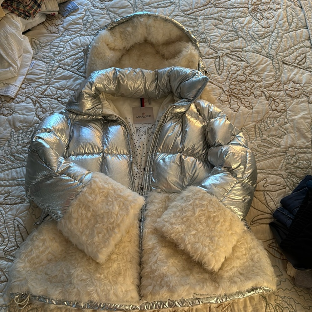 Moncler Metallic Silver Puffer